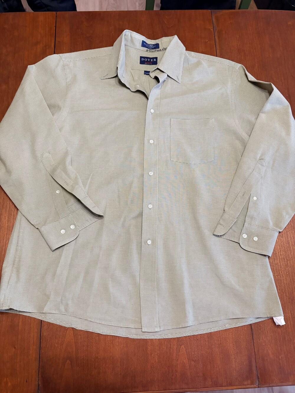 Vintage Arrow Dover Men's Oxford Dress Shirt Green Micro Check